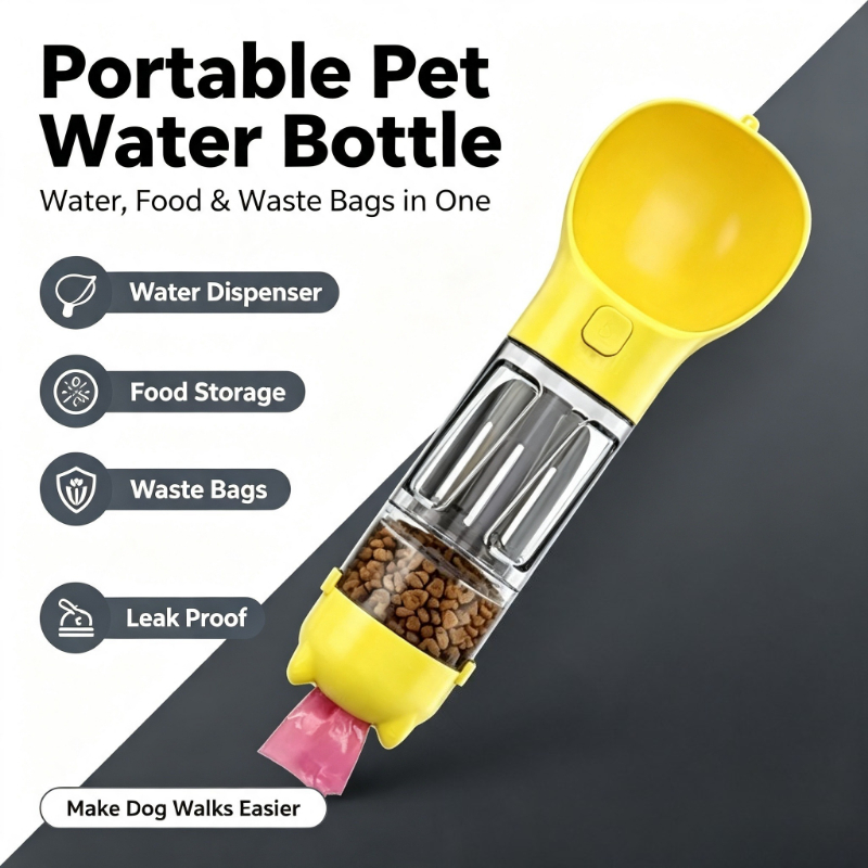Food Snacks For Hiking - Botol Air Hewan Peliharaan Portabel 4-in-1