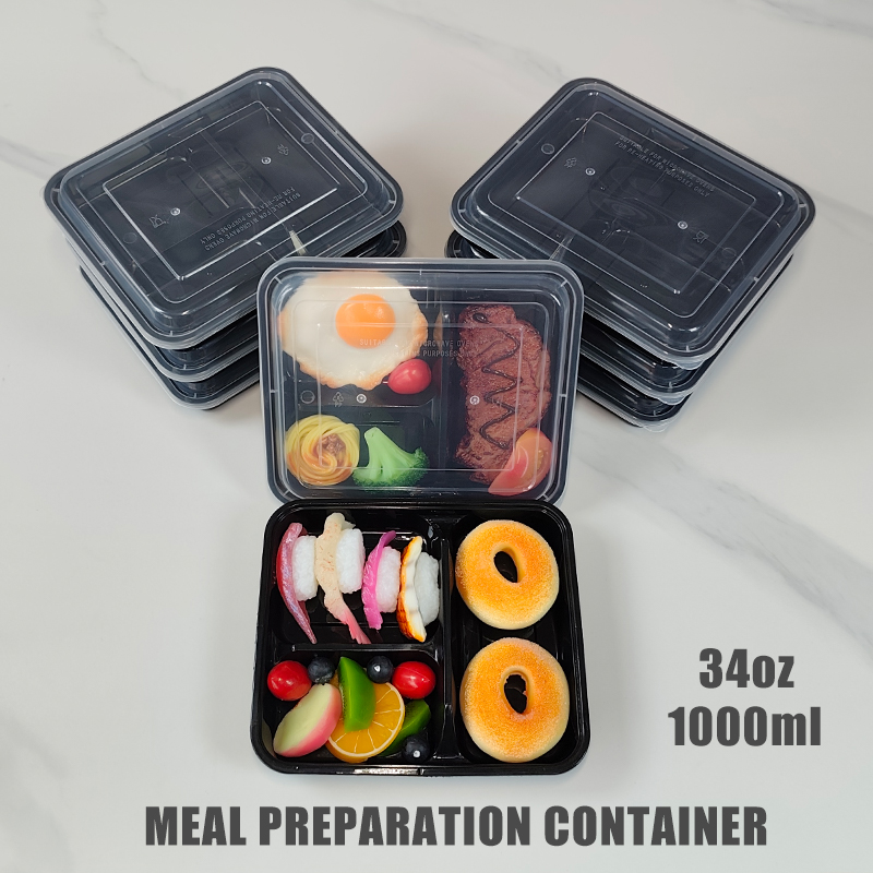 Food Snacks For Picnic - 3 Kompartemen 34 Oz/1000 Ml, 12/35